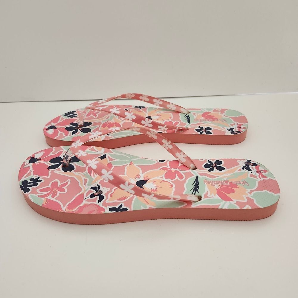 New Vera Bradley pink floral flip flop thong shoes sandals womens size 9/10 L - Picture 6 of 12